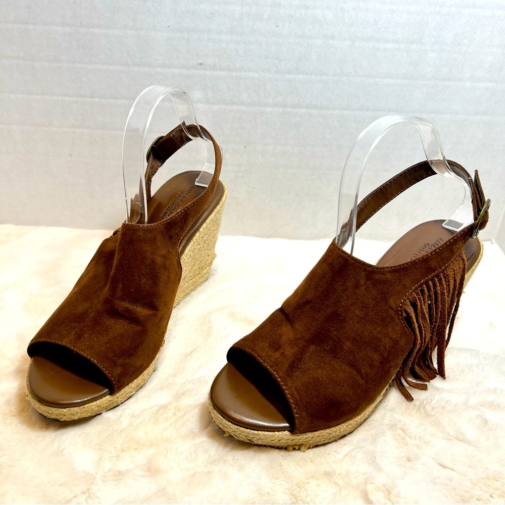 American Eagle Outfitters Women’s Espadrille Wedge Sandals, Brown, Size 9